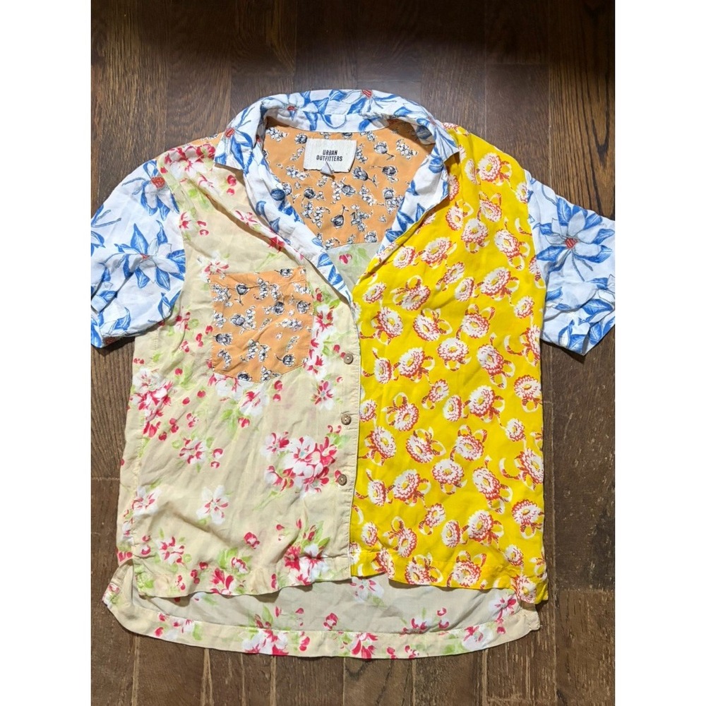 Urban Outfitters Floral Print Patchwork Button Up Shirt Women's Small